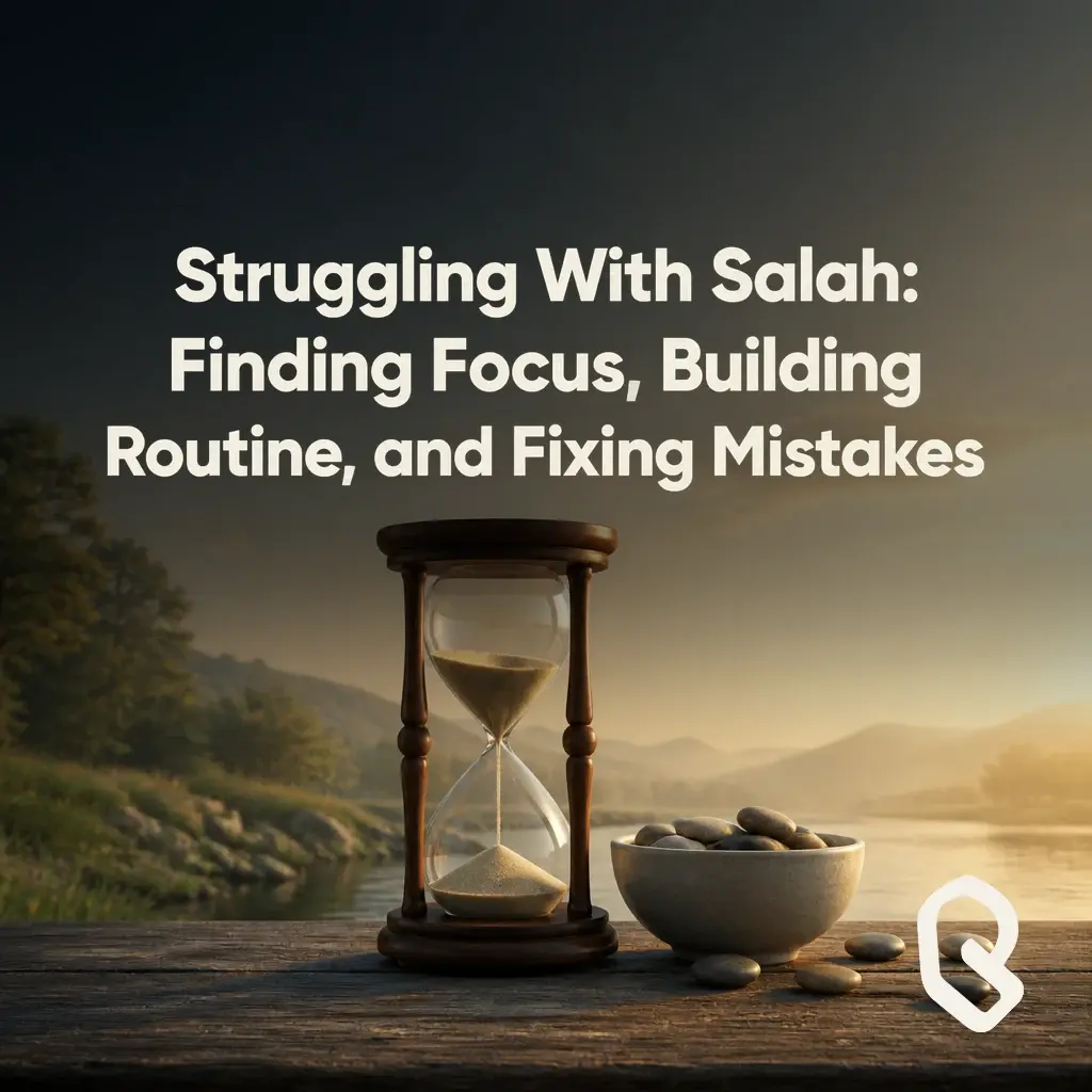 Artwork for “Struggling With Salah: Finding Focus, Building Routine, and Fixing Mistakes”, a Reverts community recording.