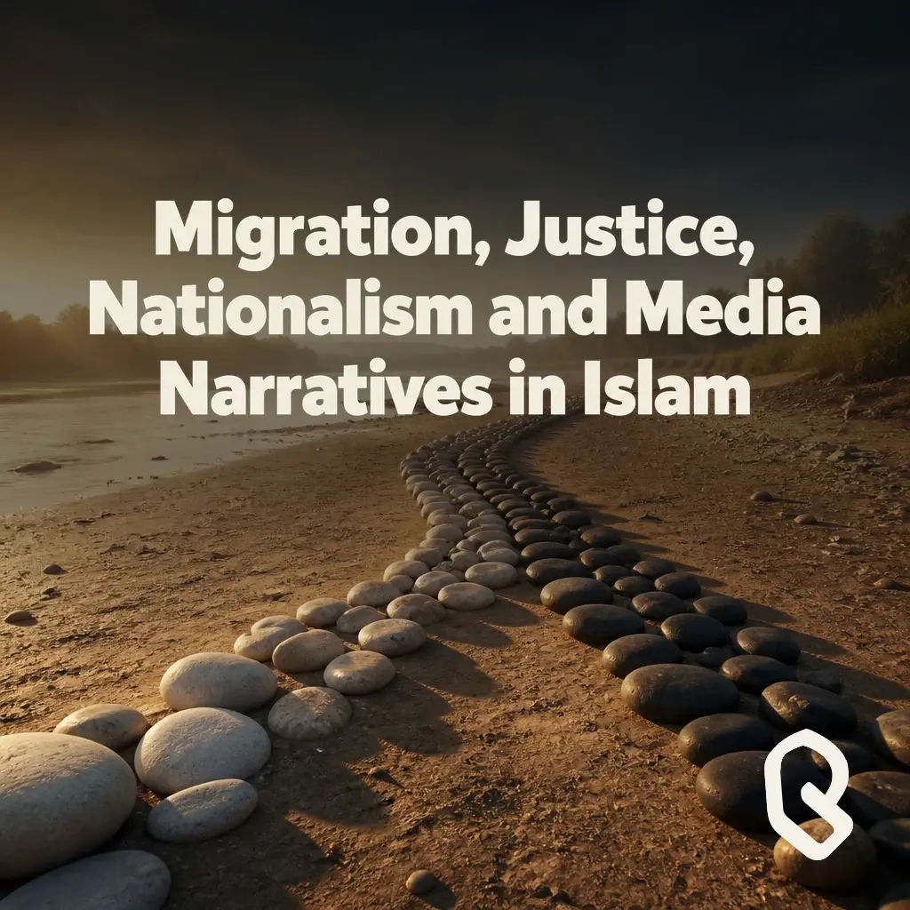 Artwork for “Migration, Justice, Nationalism and Media Narratives in Islam”, a Reverts community recording.