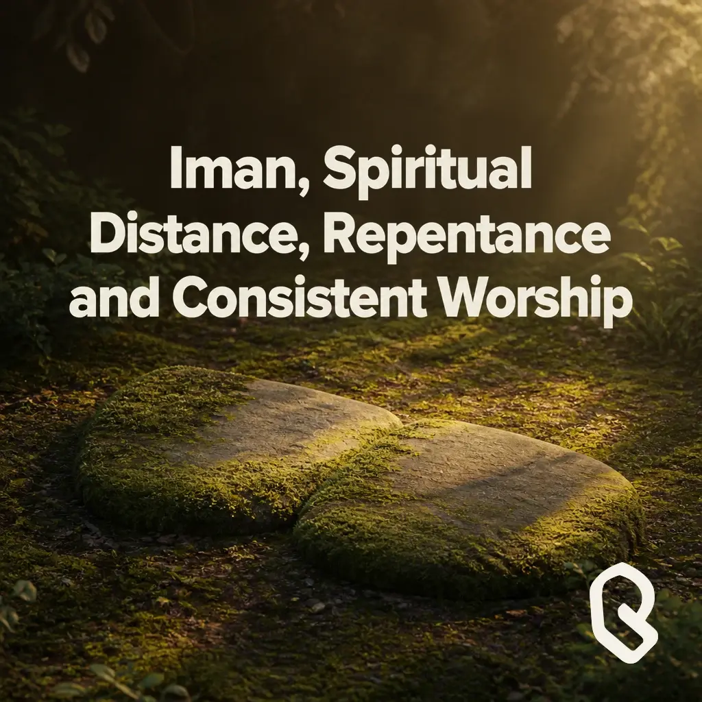 Artwork for “Iman, Spiritual Distance, Repentance and Consistent Worship”, a Reverts community recording.
