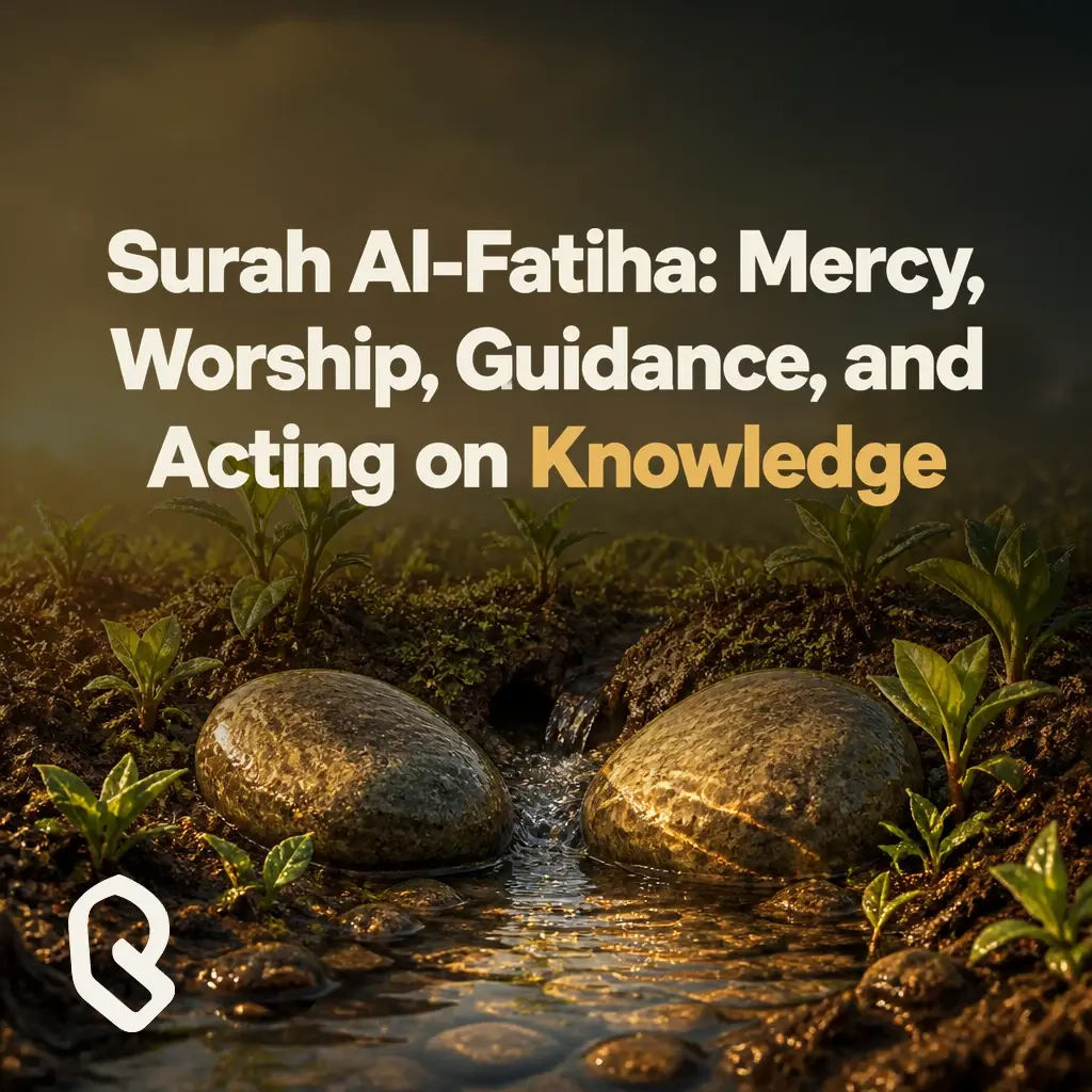 Artwork for “Surah Al-Fatiha: Mercy, Worship, Guidance, and Acting on Knowledge”, a Reverts community recording.