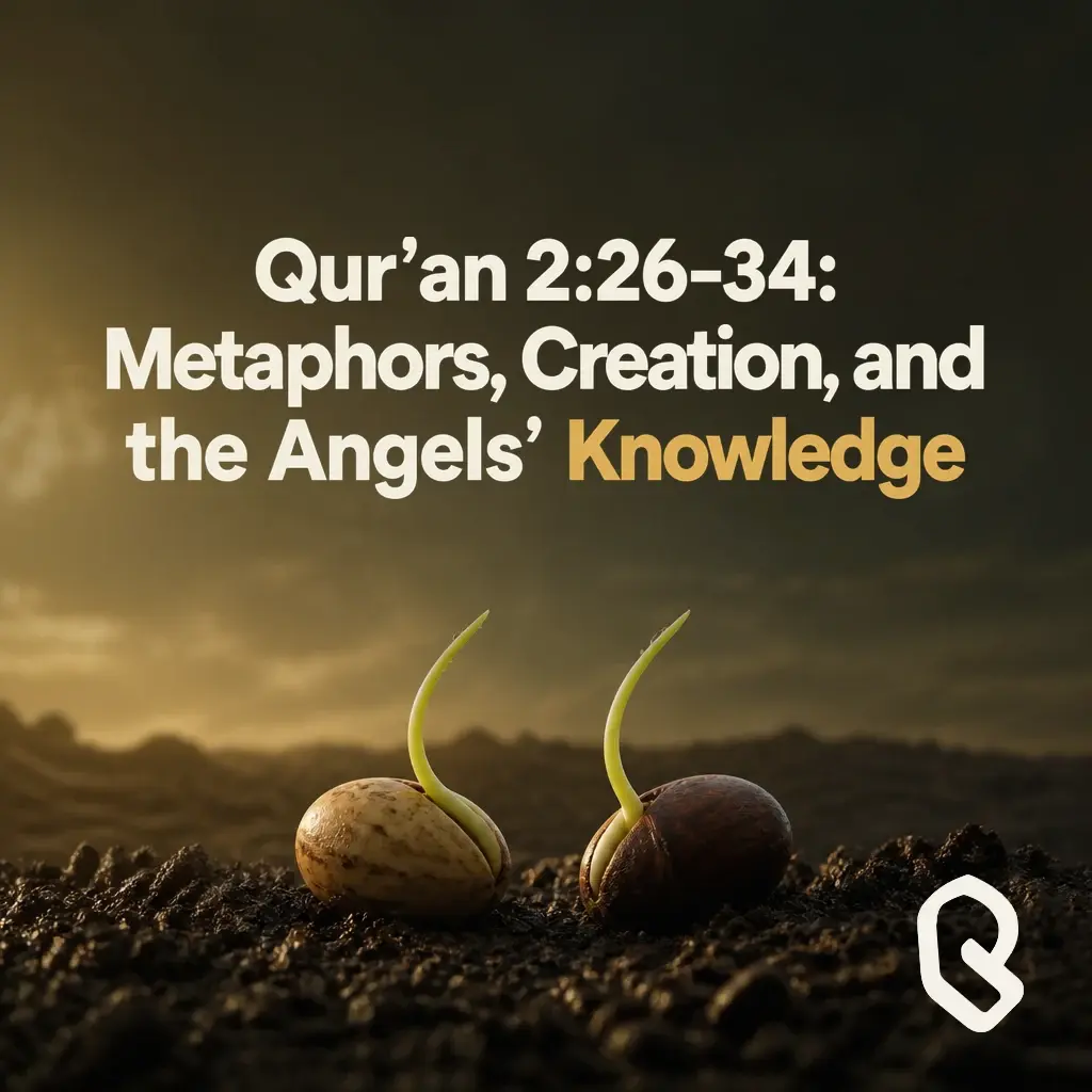 Artwork for “Qur’an 2:26–34: Metaphors, Creation, and the Angels’ Knowledge”, a Reverts community recording.