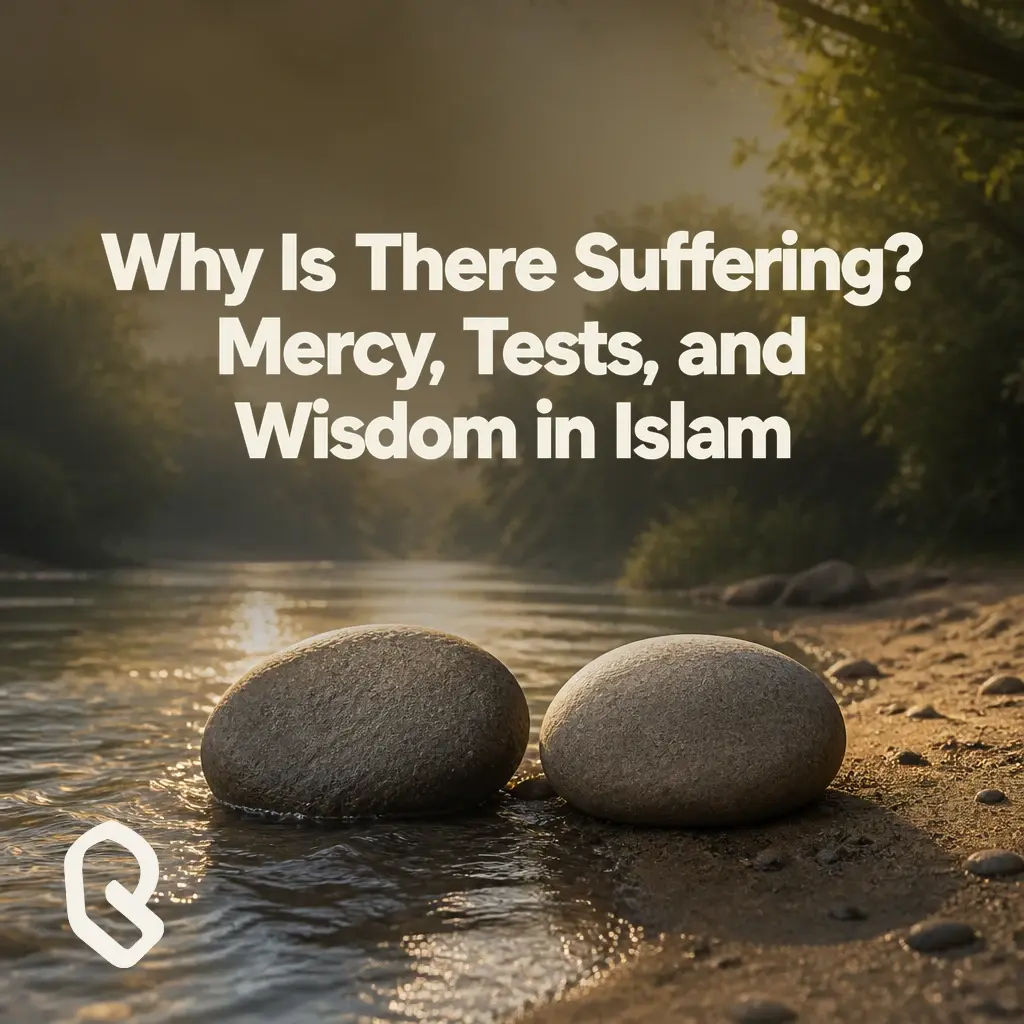 Artwork for “Why Is There Suffering? Mercy, Tests, and Wisdom in Islam”, a Reverts community recording.